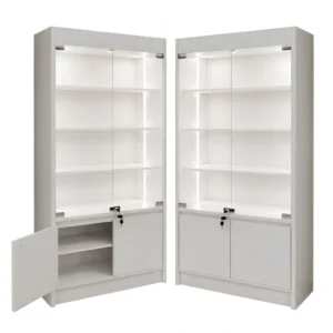 Vitrina con repisas y puertas de vidrio